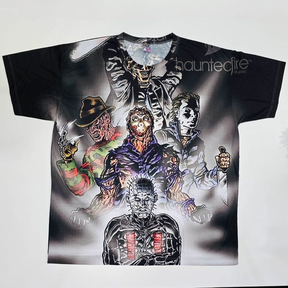 RageOn ✦ Horror Movie Icons Oversized Tee ✦ Black Double-Sided Print 5X NWT - Picture 2 of 11